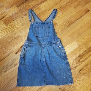 Y2K Vintage Denim Jumper with Pockets, Size 6-12.